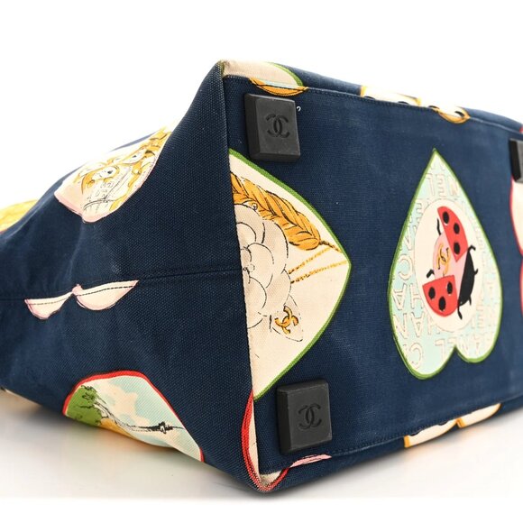 CHANEL Canvas Coco Hearts Print Tote Shopper Shoulder Bag - Picture 3 of 10